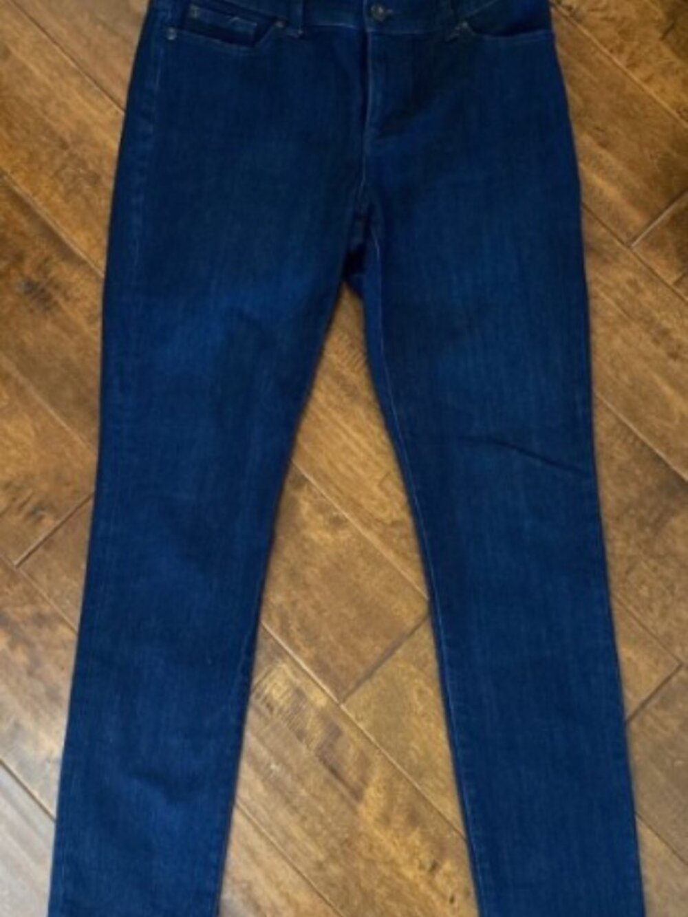 Chicos Platinum Dark Indigo Stretch Denim Size 0 Straight Leg 29 Inseam